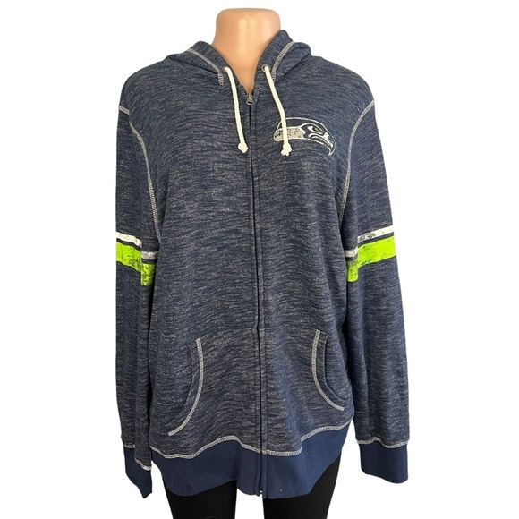 Seattle Seahawks NFL Majestic Full Zip Hoodie - Picture 1 of 12